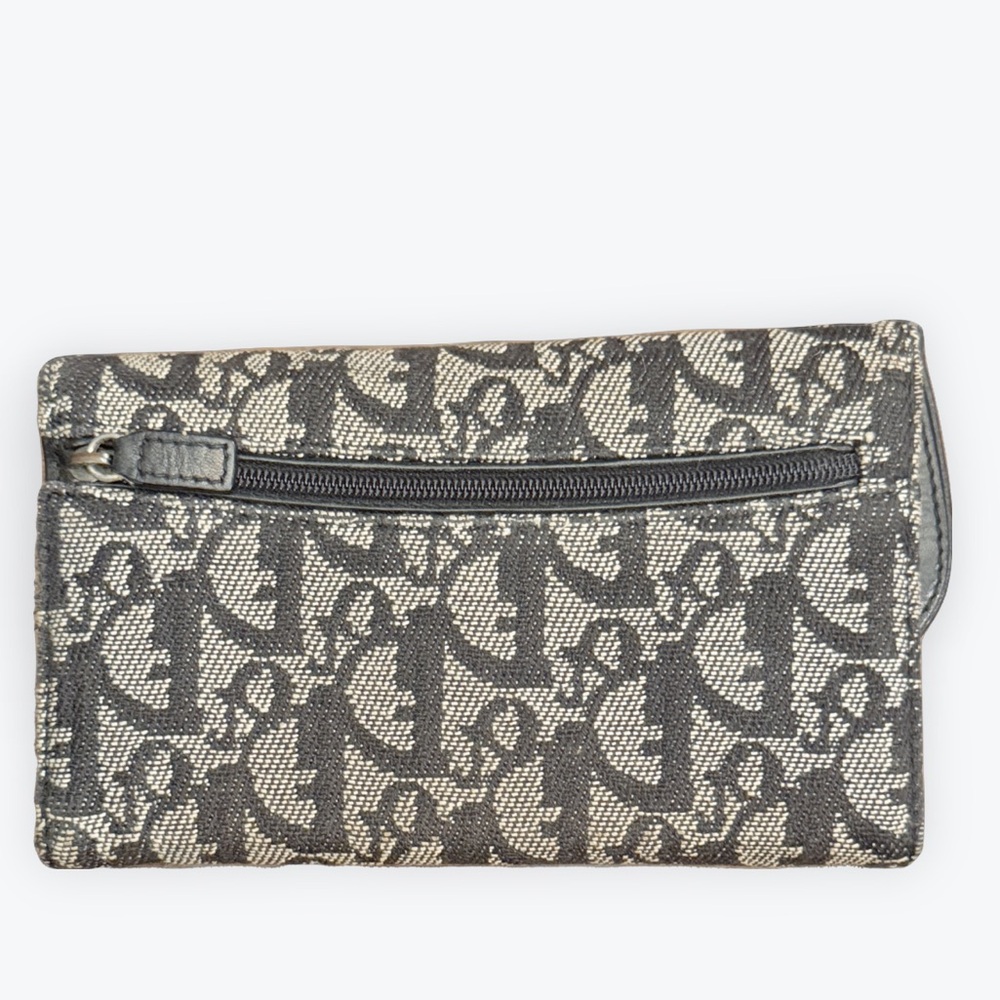 Dior Monogram Canvas Flap Wallet in Black & Beige - Picture 2 of 7